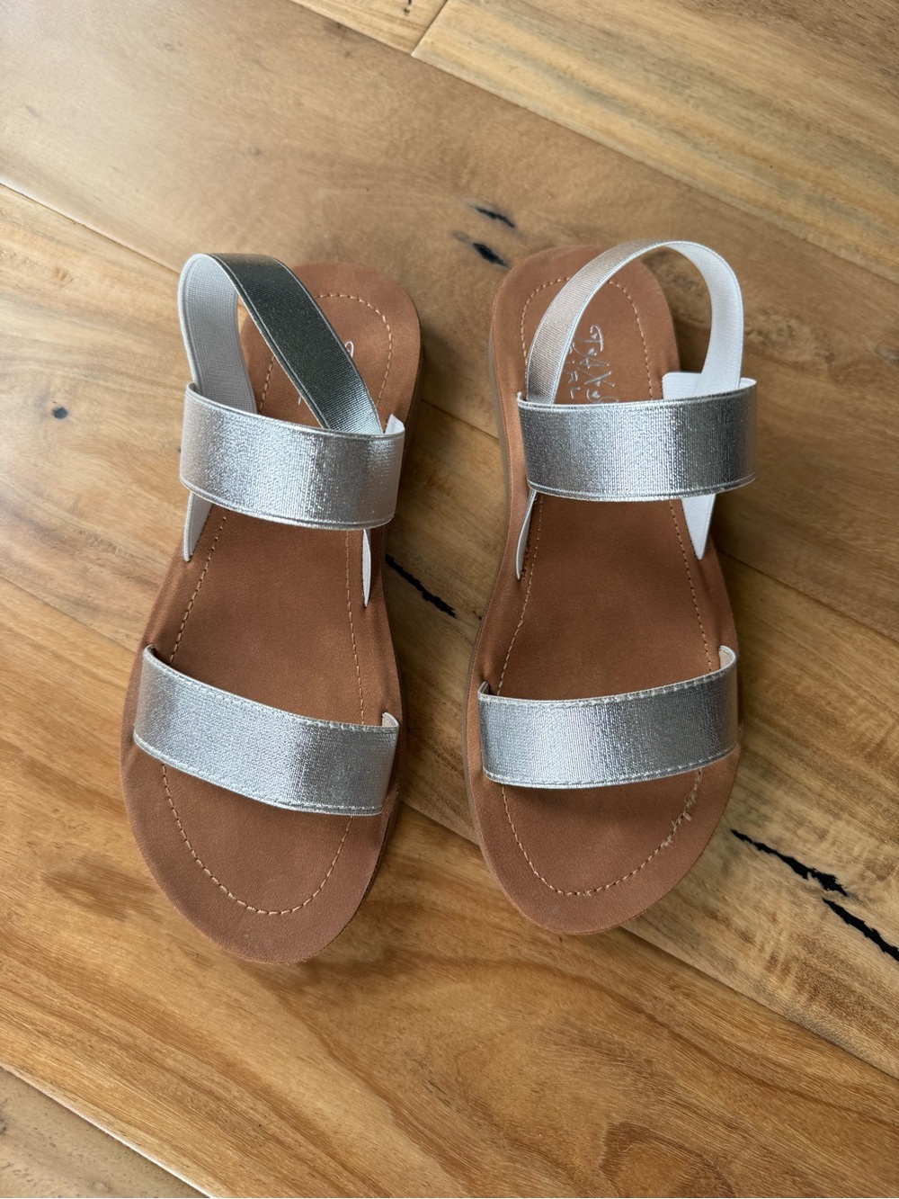 Metallic Silver Girls' Slingback Sandals